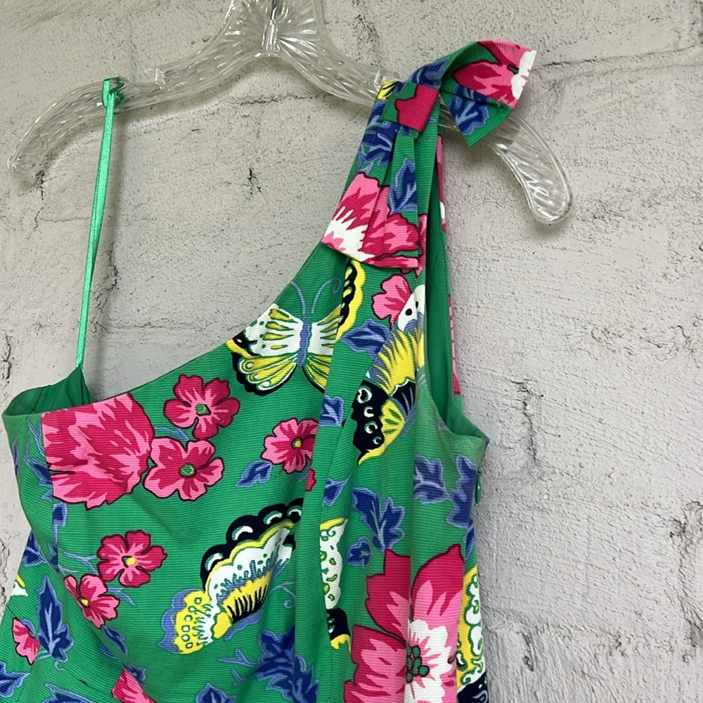 RSVP by Talbots Green Floral One-Shoulder Fit And Flare Dress Size 4 - Picture 5 of 14